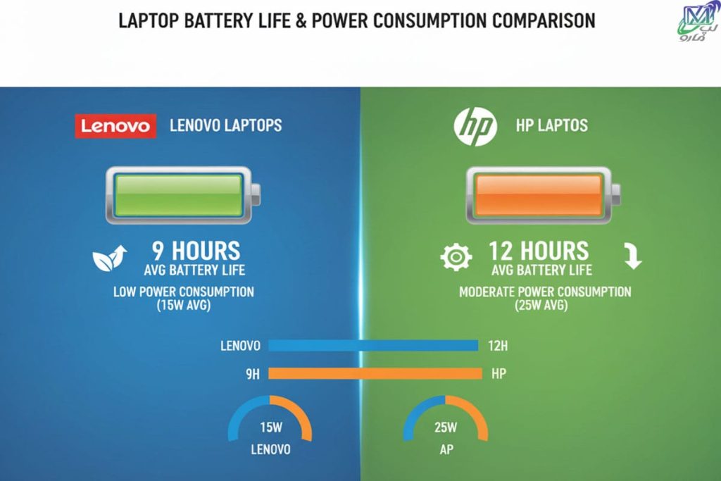 مقایسه عمر باتری لپ تاپ lenovo و HP